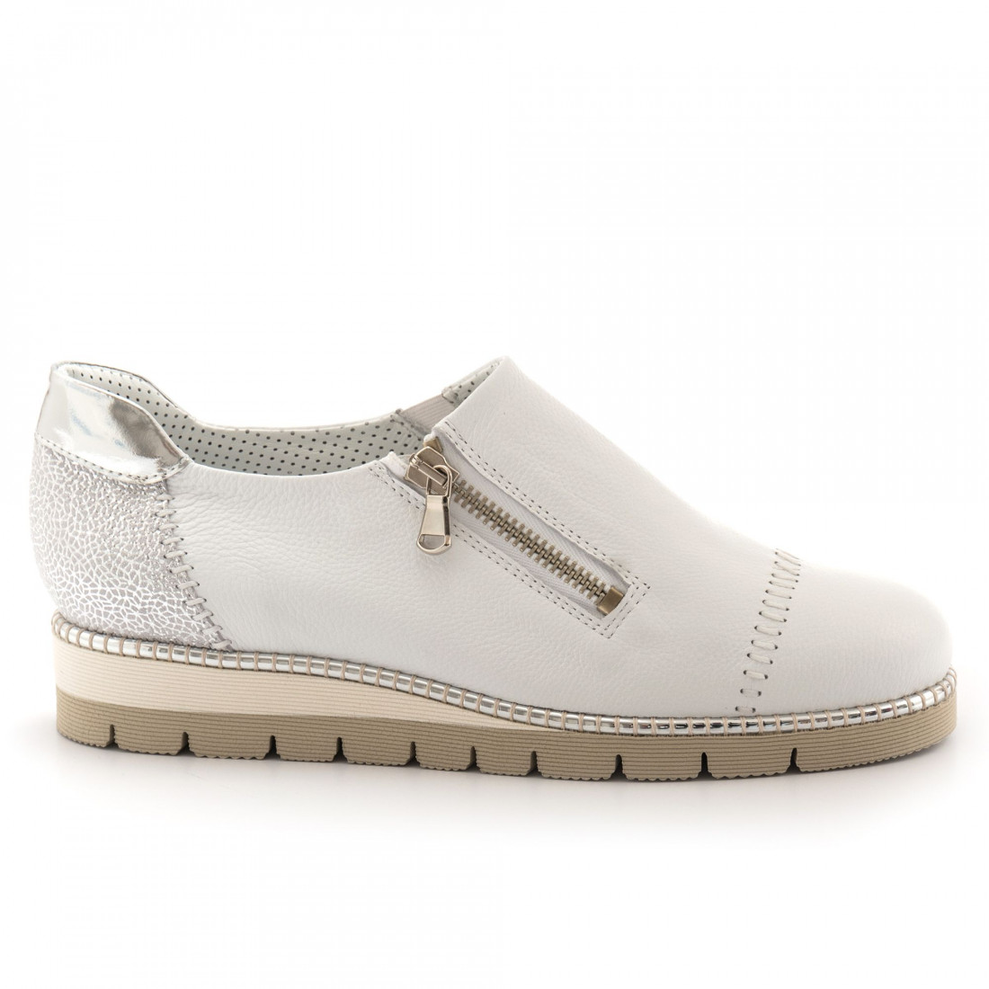 White and silver Alfredo Giantin slip on with zip