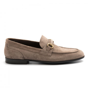 Taupe suede Marco Ferretti mocassins with buckle