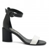 Medium heel Jemi sandals in white and black leather