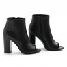 Black leather Silvia Rossini open toe ankle boots