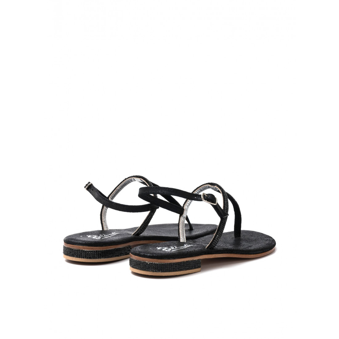 FLIP FLOP SANDALS IN LEATHER WITH STRASS
