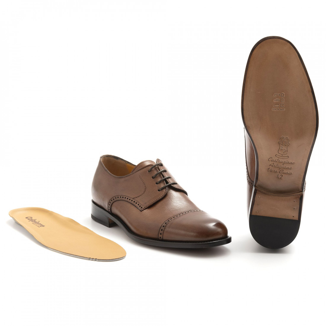 Braune Calpierre Derby-Schuhe aus weichem Leder mit Fußbett