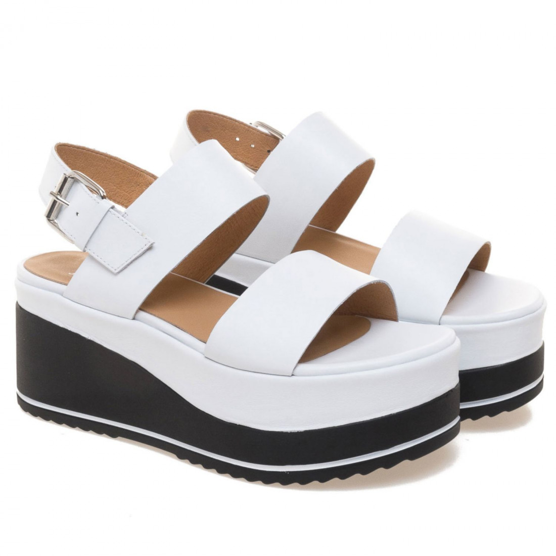 White leather Janet Sport Natasha wedge sandals