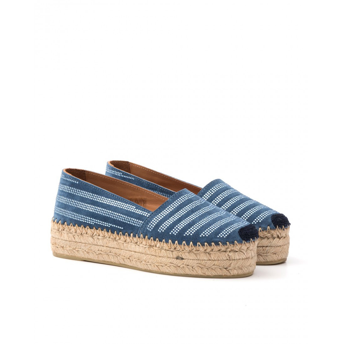 Blue suede Fiorina Espadrillas in leather with strass
