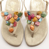 Gold Balduccelli flip flop sandals with rope and colored stones
