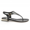 Black leather Daniele Tortora flip flop sandals