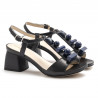 Blue leather Jeannot sandals with medium heel