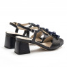 Blue leather Jeannot sandals with medium heel