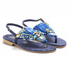 Blue leather Balduccelli sandals with pearls