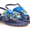 Sandalias de dedo Balduccelli en piel azul con perlas