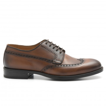 Brown leather Faby half brogue derby shoes