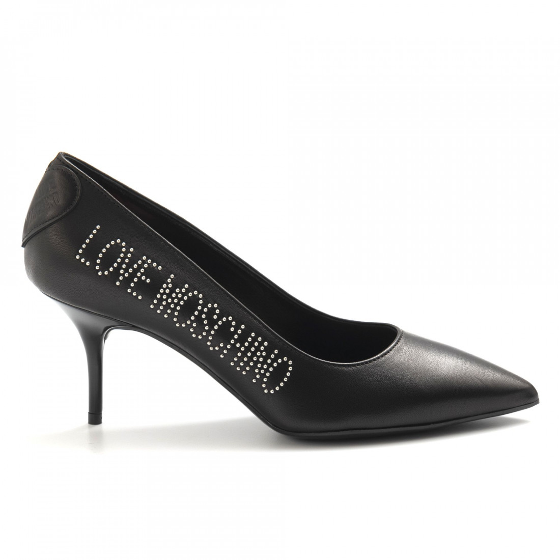 Black studded leather Love Moschino pump