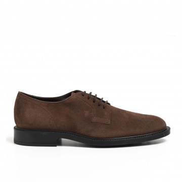 Brown soft suede Tod's derby lace-up shoes