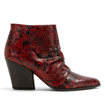 Red phyton print leather Carmens Tex 3 ankle boots