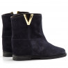 Ankle boots in blue suede with internal wedge