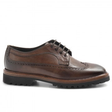 Women's Brecos derby brogue shoes in brown leather