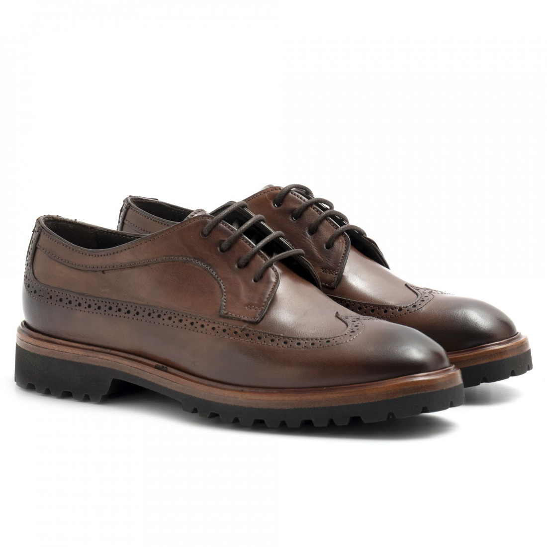 Women's Brecos derby brogue shoes in brown leather