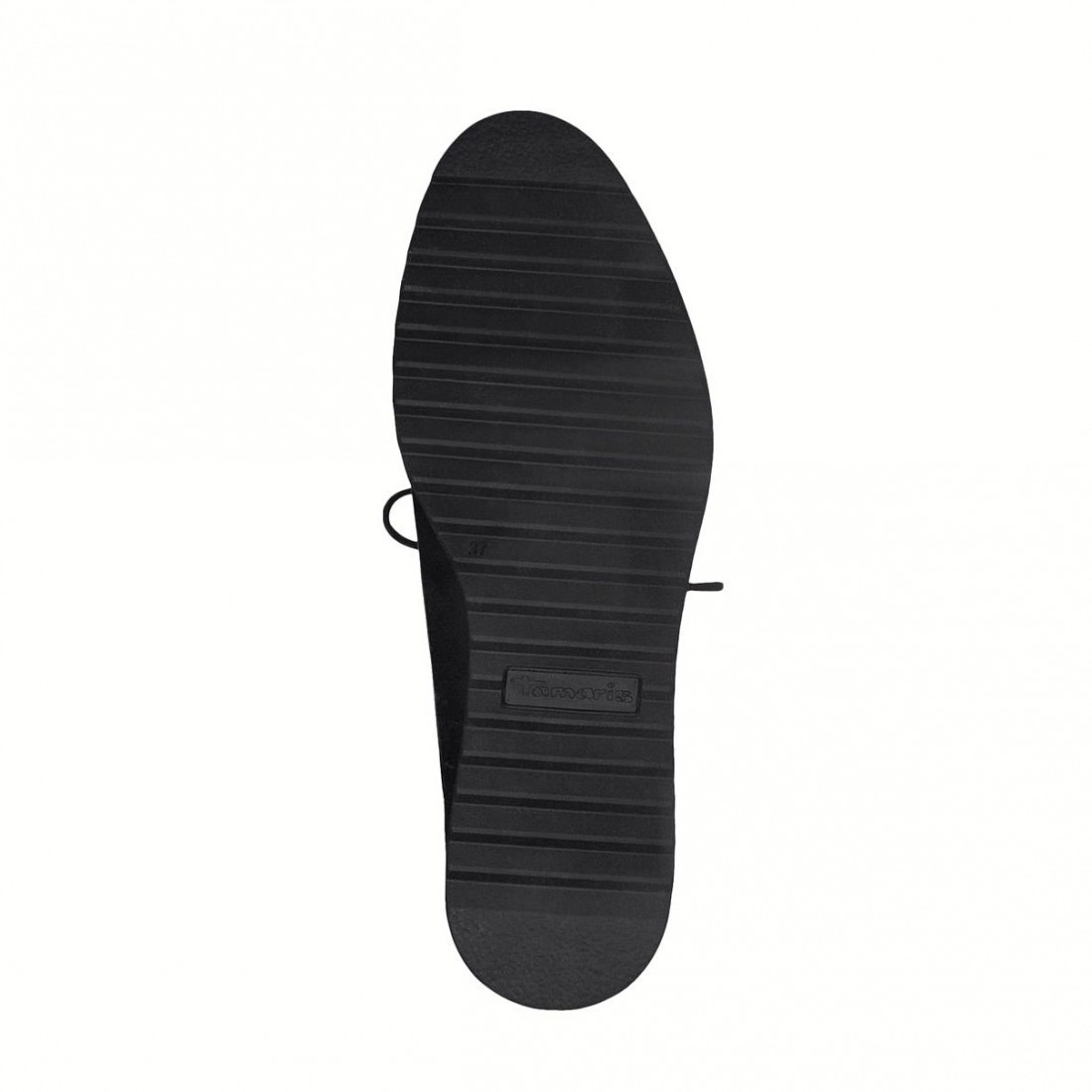 Zapatos de mujer Tamaris con cordones negros y cuña baja