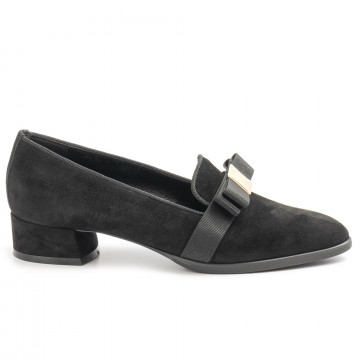 Women's Franca slipper shoe in black suede with bow