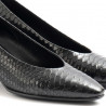 Franca-Absatzschuhe für Damen aus schwarzem Leder mit Python-Print