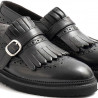 Women's Sangiorgio fringed monk strap shoes in black leather