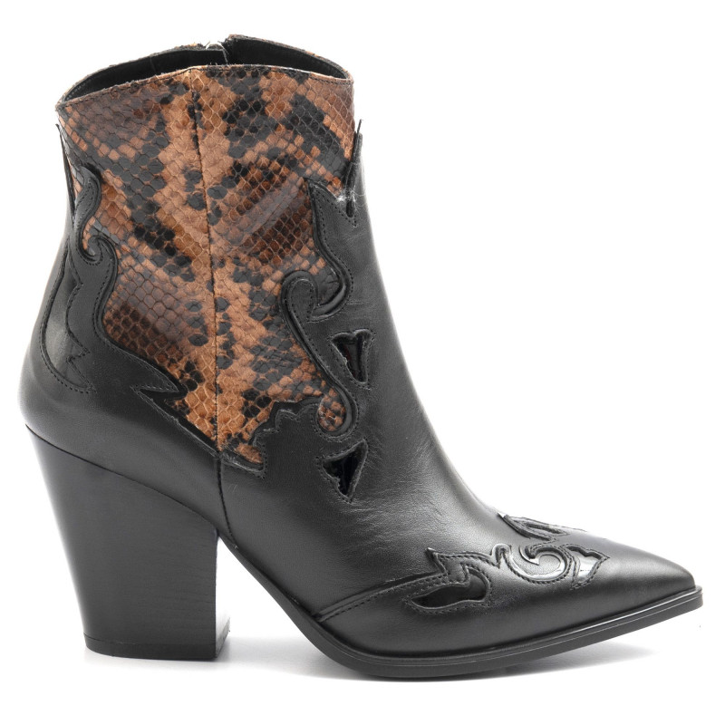 Black and brown python-effect Janet \u0026 Janet ankle boots