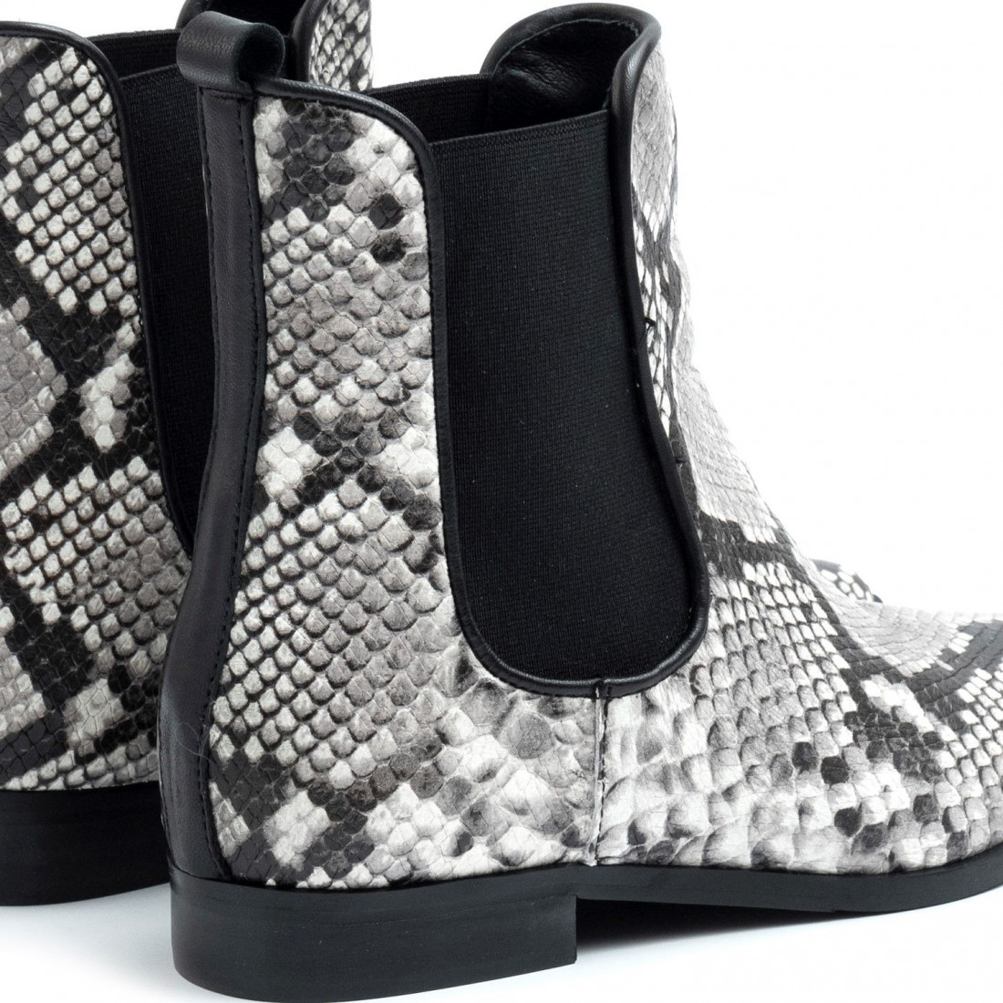 Women's Keb flat beatles booties in python-print leather