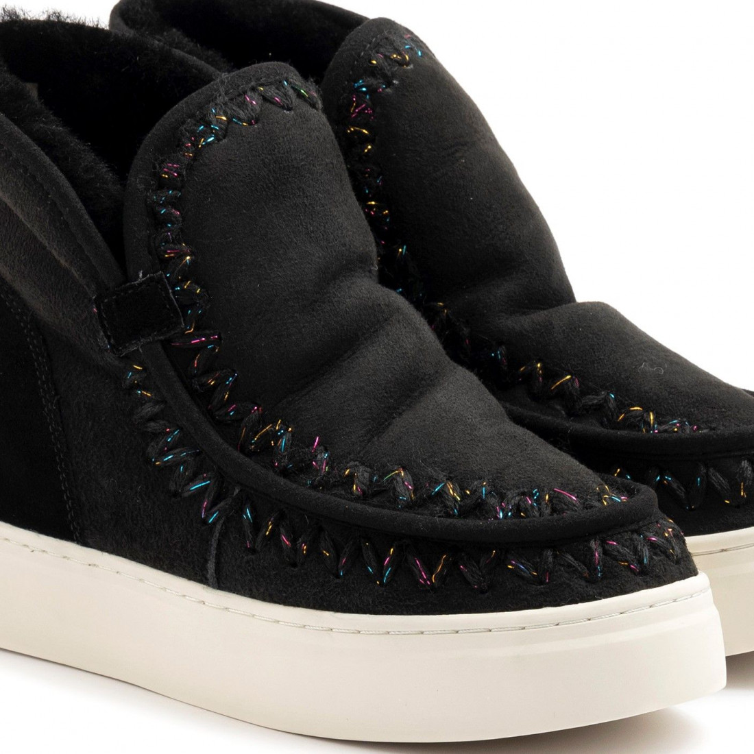 Black suede Movie's ankle boots with faux-fur lining