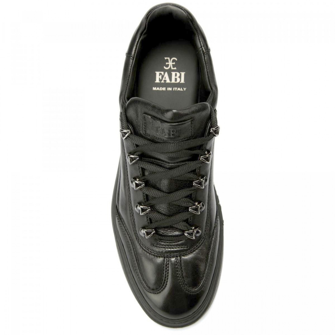Black leather Fabi Puget FU9580 sneakers with metal hooks