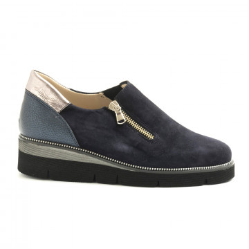 Blue suede GMB slip on with zip