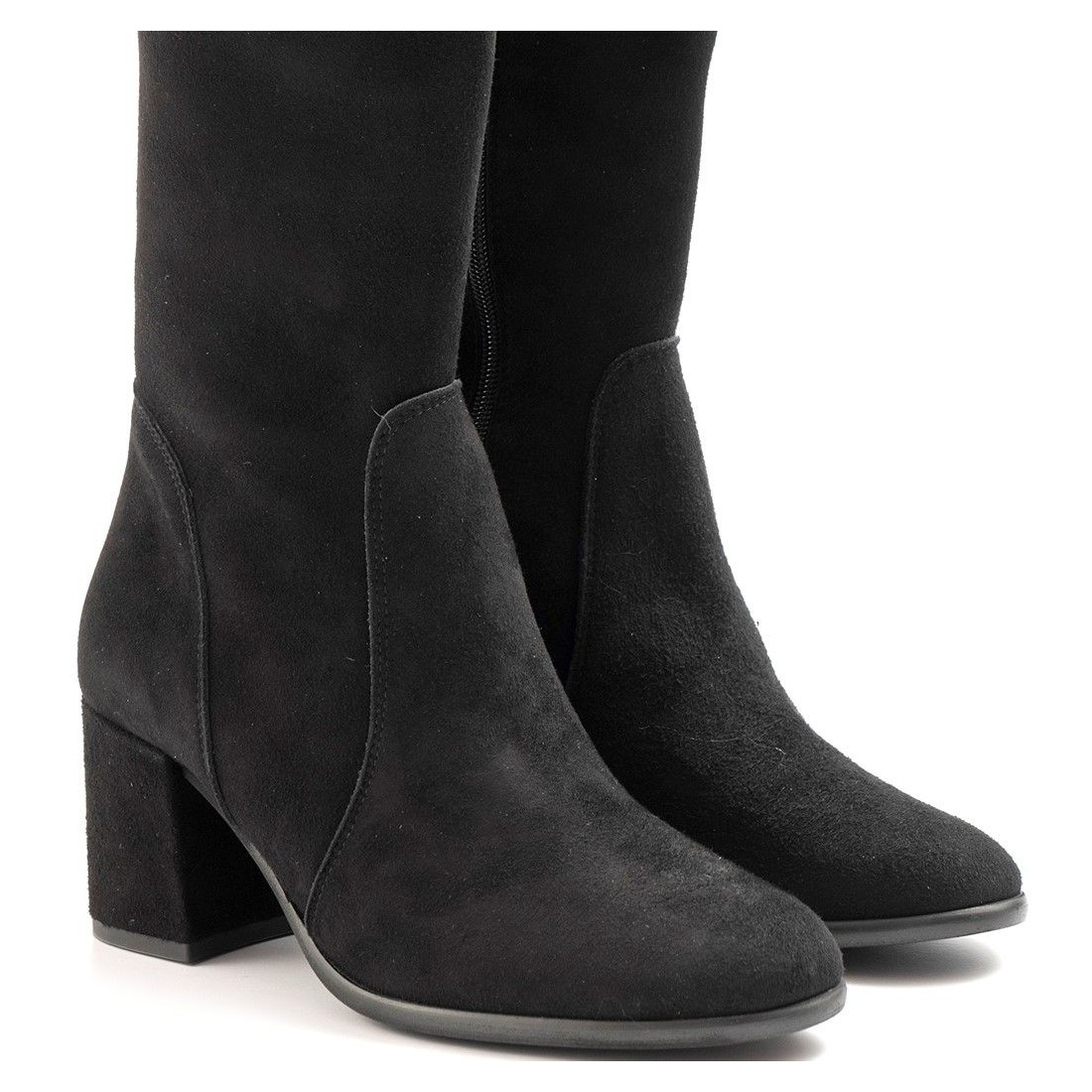 Black suede Sangiorgio boots with medium heel