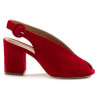 Red suede Extreme heeled slingback shoes