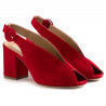 Rotes Wildleder Schuhe mit extrem hohen Absätzen