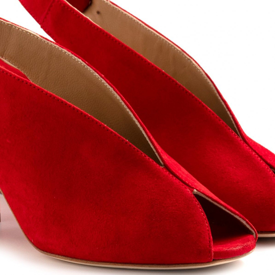 Sandalia de ante rojo extreme con tacón medio