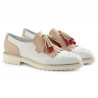 Women's Philosophy fringed slip on in white and beige leather