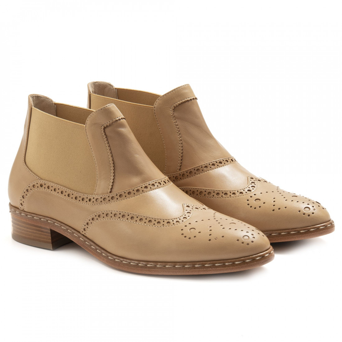 Light brown Lorenzo Masiero ankle boots in soft leather