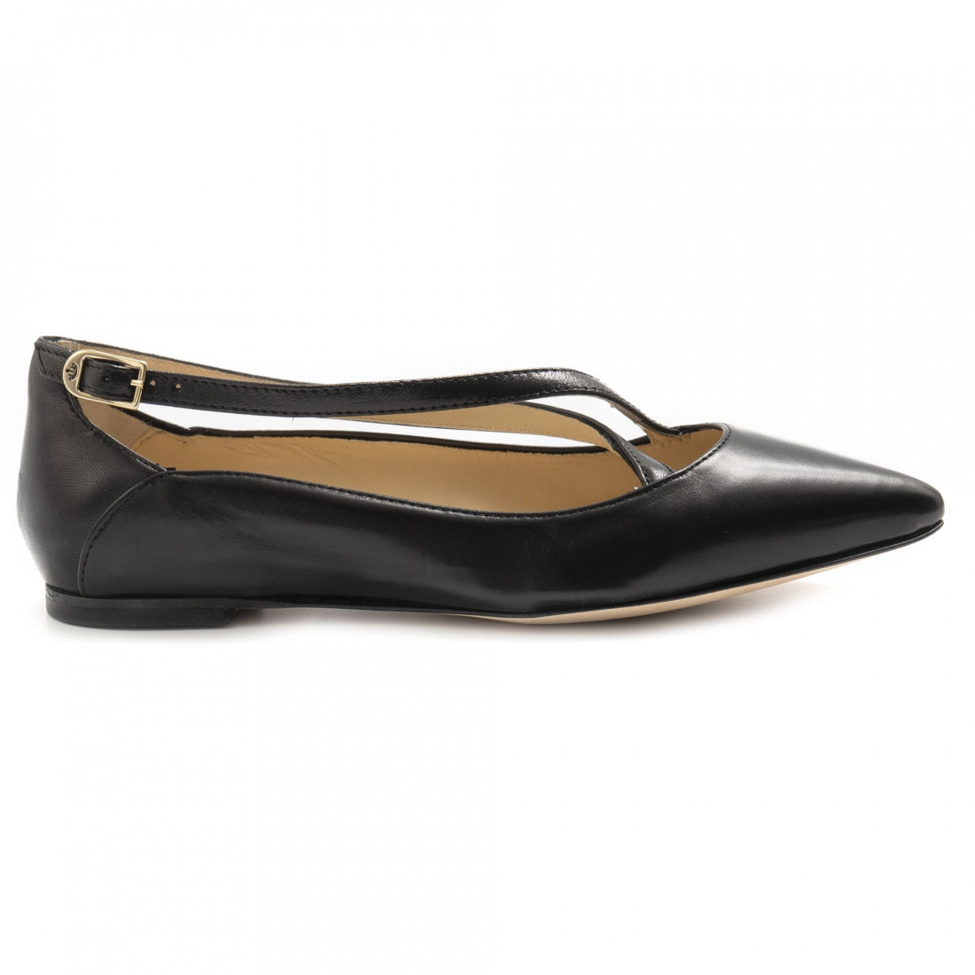 Black soft leather L'Arianna flat shoes