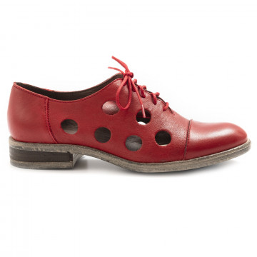 Chaussure à lacets femme Le Bohemien rouge en cuir