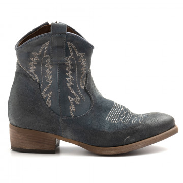 Blue jeans suede Zoe New Tex embroidery booties
