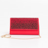 Clutch bag in red satin and strass