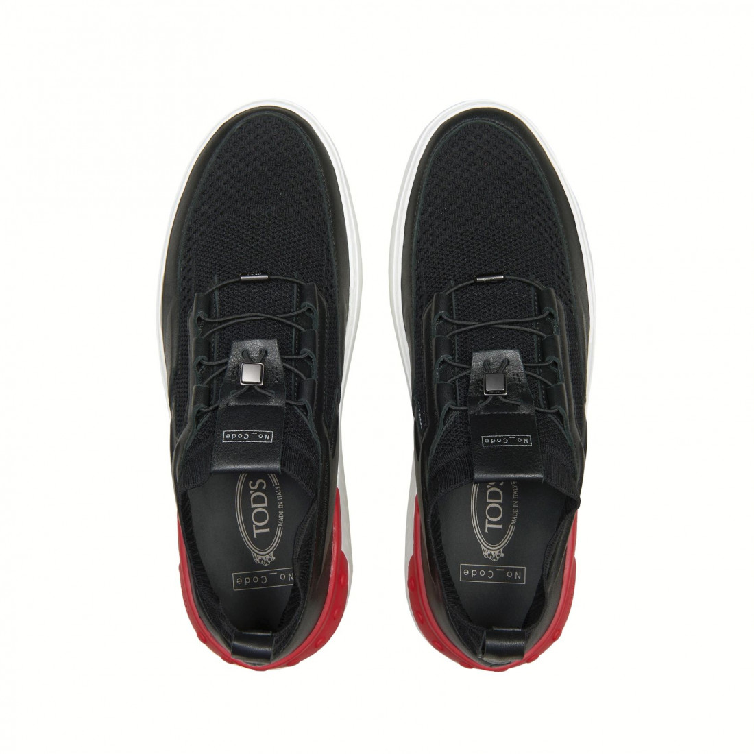 Men's Tod's No Code X sneakers in black and red leather and fabric