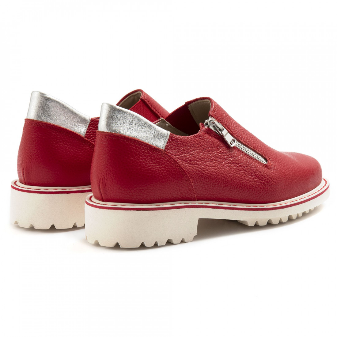 Sangiorgio Roter Slip-On für Damen aus Leder mit Reißverschluss