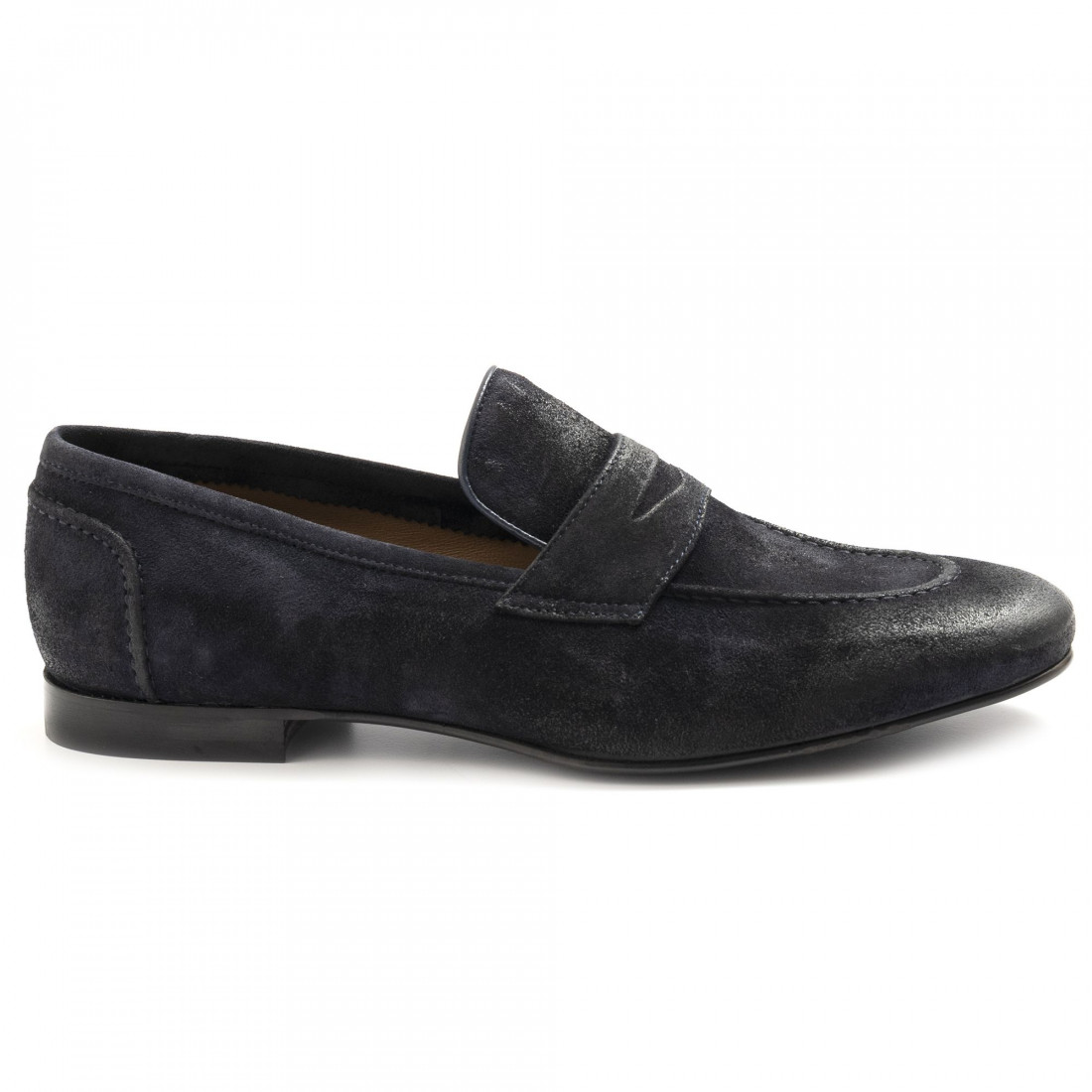 Men's Sangiorgio loafers in blue waxed suede
