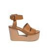 Vic Matie leather sandal with pierced wooden wedge