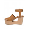 Vic Matie leather sandal with pierced wooden wedge