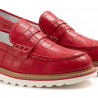 Alfredo Giantin Roter Loafer aus Leder mit Krokodildruck