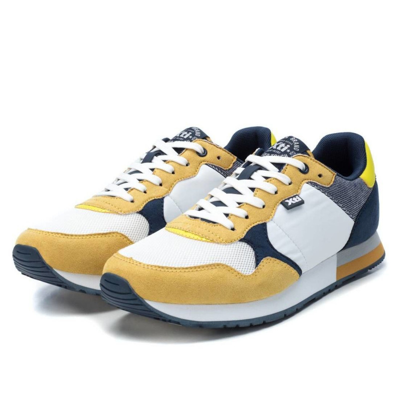 Men's Xti yellow white blue fabric sneakers