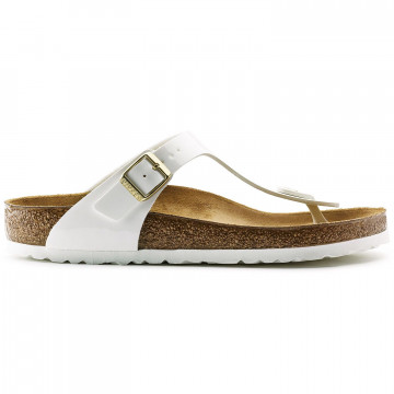 Birkenstock Gizeh thong slipper in white patent leather