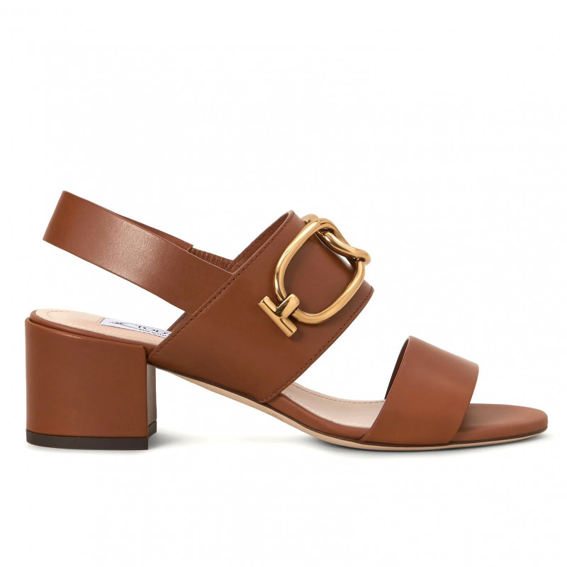 Brown leather Tod's sandals with gold clamp