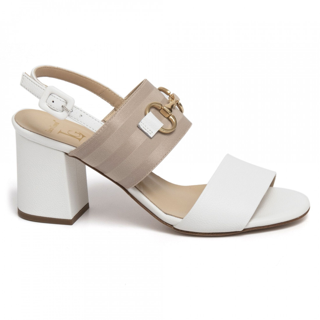 White leather Luca Grossi heeled sandals with clamp